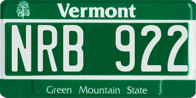 VT license plate NRB922