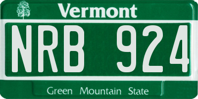 VT license plate NRB924
