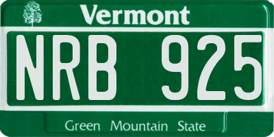 VT license plate NRB925