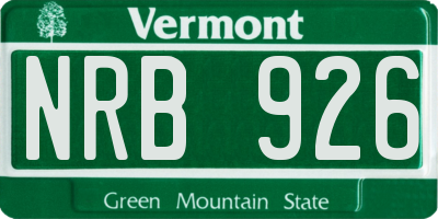 VT license plate NRB926