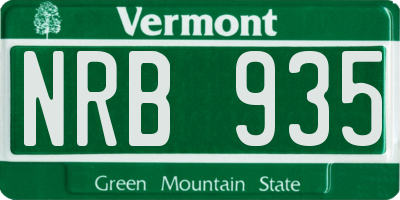 VT license plate NRB935