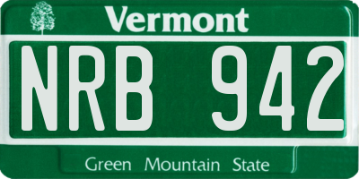 VT license plate NRB942