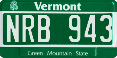 VT license plate NRB943