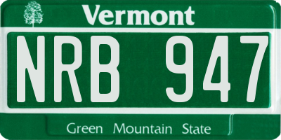 VT license plate NRB947