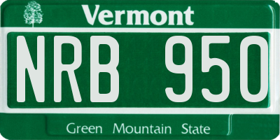 VT license plate NRB950