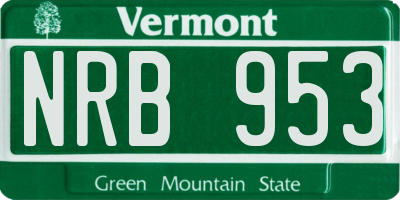 VT license plate NRB953