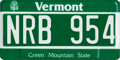 VT license plate NRB954