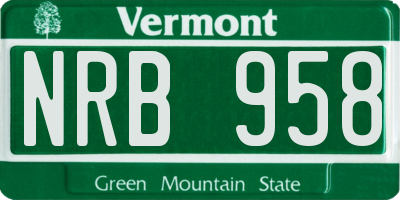 VT license plate NRB958