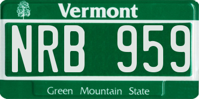 VT license plate NRB959