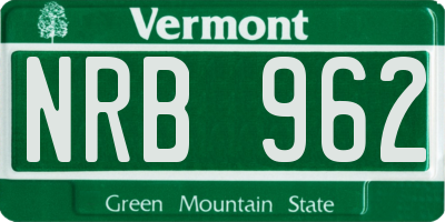 VT license plate NRB962