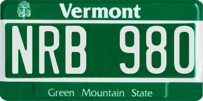 VT license plate NRB980