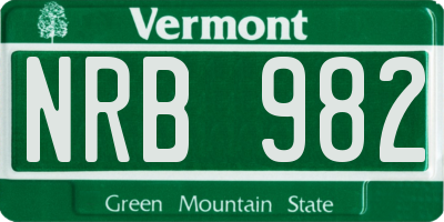 VT license plate NRB982