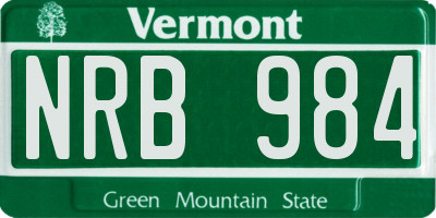 VT license plate NRB984