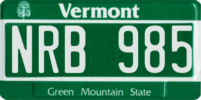 VT license plate NRB985