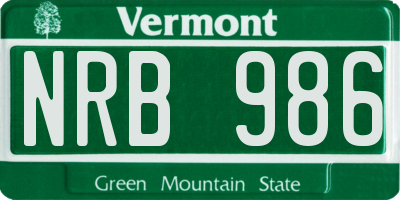 VT license plate NRB986