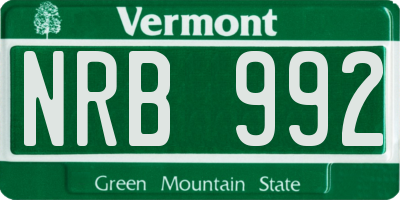 VT license plate NRB992