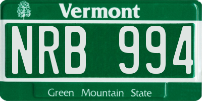 VT license plate NRB994