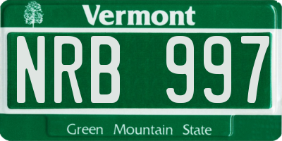 VT license plate NRB997