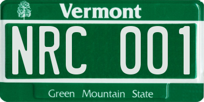 VT license plate NRC001