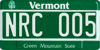 VT license plate NRC005
