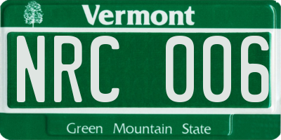 VT license plate NRC006