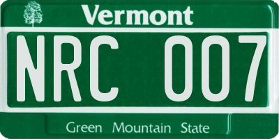 VT license plate NRC007