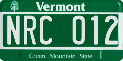 VT license plate NRC012