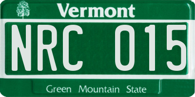 VT license plate NRC015