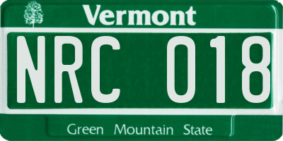 VT license plate NRC018