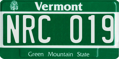 VT license plate NRC019