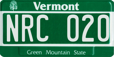 VT license plate NRC020