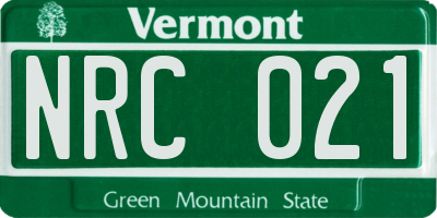 VT license plate NRC021