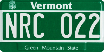 VT license plate NRC022