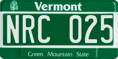 VT license plate NRC025