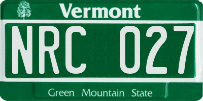 VT license plate NRC027