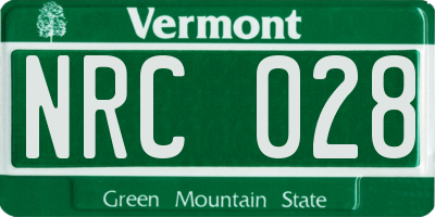 VT license plate NRC028