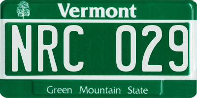 VT license plate NRC029