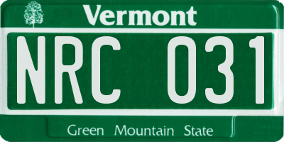 VT license plate NRC031