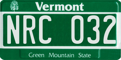 VT license plate NRC032