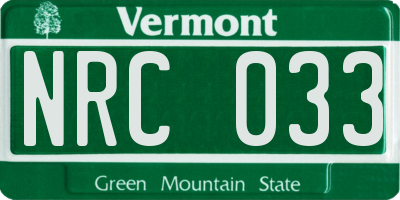 VT license plate NRC033