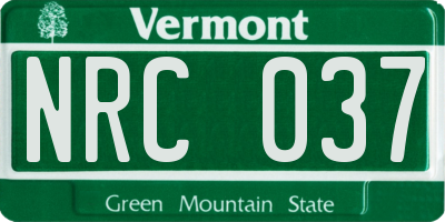 VT license plate NRC037