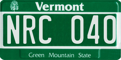 VT license plate NRC040
