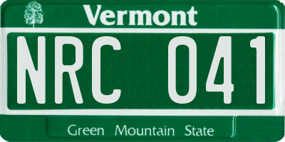 VT license plate NRC041