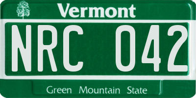 VT license plate NRC042