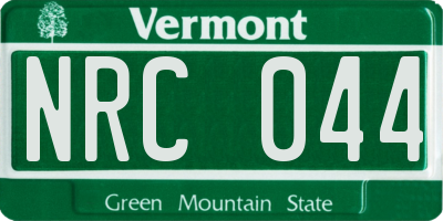 VT license plate NRC044