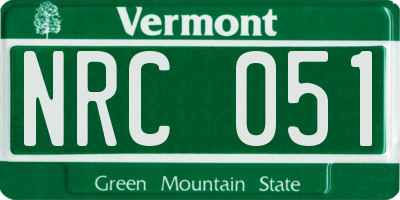 VT license plate NRC051