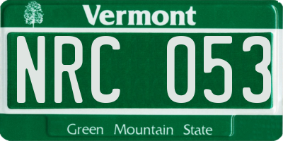 VT license plate NRC053