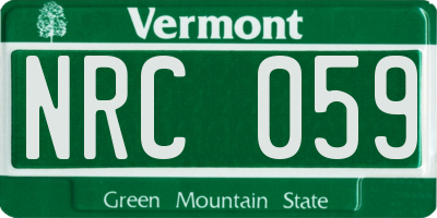 VT license plate NRC059