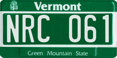 VT license plate NRC061