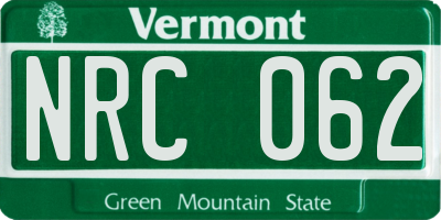 VT license plate NRC062